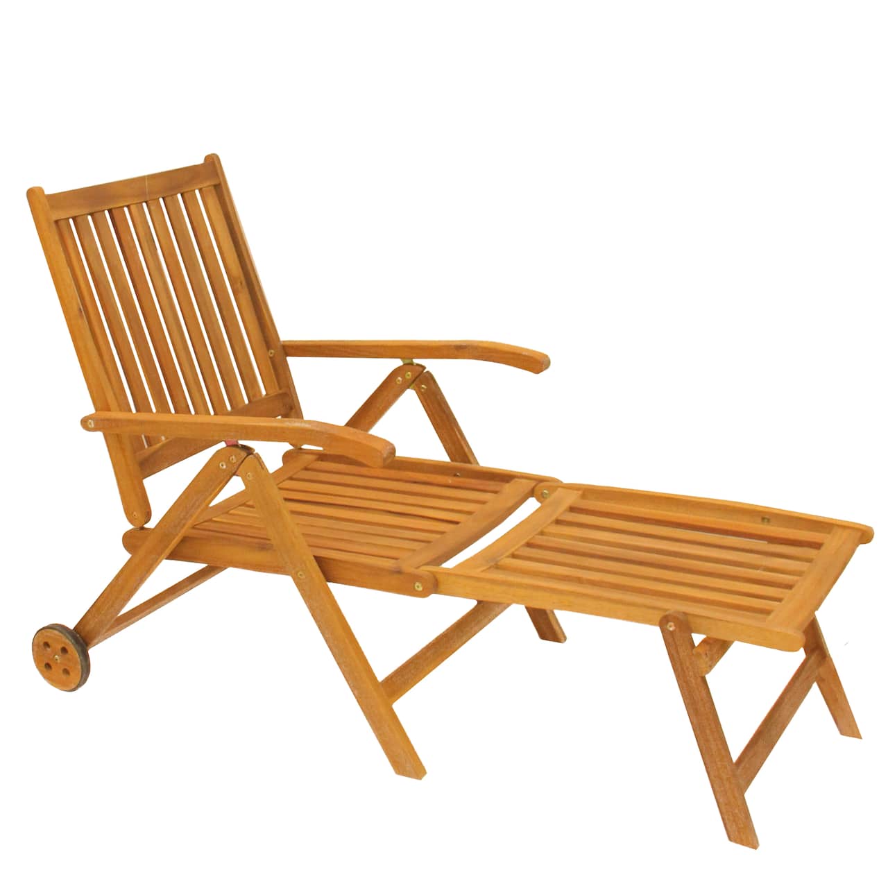 Acacia Wood Outdoor Patio Chaise Lounge Chair